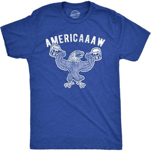 Mens Americaaaw T Shirt Funny 4th of July Merica Bald Eagle Beer Drinking Graphic Party Tee(Heather Royal)
