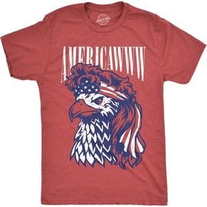 Mens Funny T Shirts Americawww Sarcastic Fourth of July Bald Eagle Graphic Tee for Men(Heather Red – Americawww)