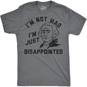 Mens Funny T Shirts Im Not Mad Im Just Disappointed George Washington Sarcastic Fourth of July Tee for Men