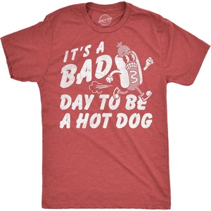 Mens Funny T Shirts Its A Bad Day to Be A Hotdog Sarcastic Fourth of July Graphic Novelty Tee for Men