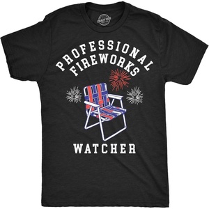 Mens Funny T Shirts Professional Fireworks Watcher Sarcastic Fourth of July Tee for Men
