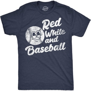 Mens Funny T Shirts Red White and Baseball Sarcastic Fourth of July Graphic Novelty Tee for Men
