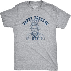 Mens Happy Treason Day T Shirt Funny British Empire Queen England 4th of July USA Tee(Light Heather Grey)
