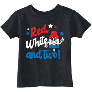 Toddler Funny T Shirt Red White and Two Sarcastic Fourth of July Graphic Novelty Tee for Young Kids