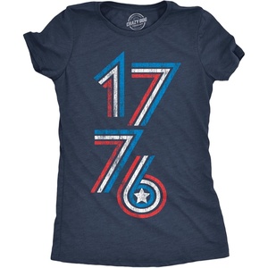 Womens 1776 Stripes Funny T Shirt Awesome Fourth of July Graphic Tee for Ladies(Heather Navy – 1776 Stripes)