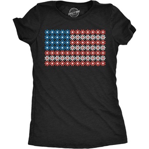 Womens Funny T Shirts USA Flag Daisies Cute Fourth of July Tee for Ladies