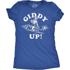 Womens Giddy Up Funny T Shirt Sarcastic Fourth of July Graphic Tee for Ladies(Heather Royal – Giddy Up)