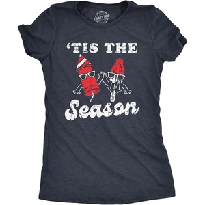 Womens Tis The Season Firecracker Popsicle T Shirt Funny Fourth of July Party Fireworks Lovers Tee for Ladies(Heather Navy – Season)