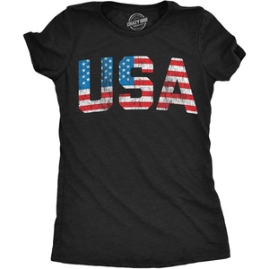 Womens Vintage USA T Shirt Awesome Fourth of July Graphic Tee for Ladies(Heather Black – Vintage Usa)