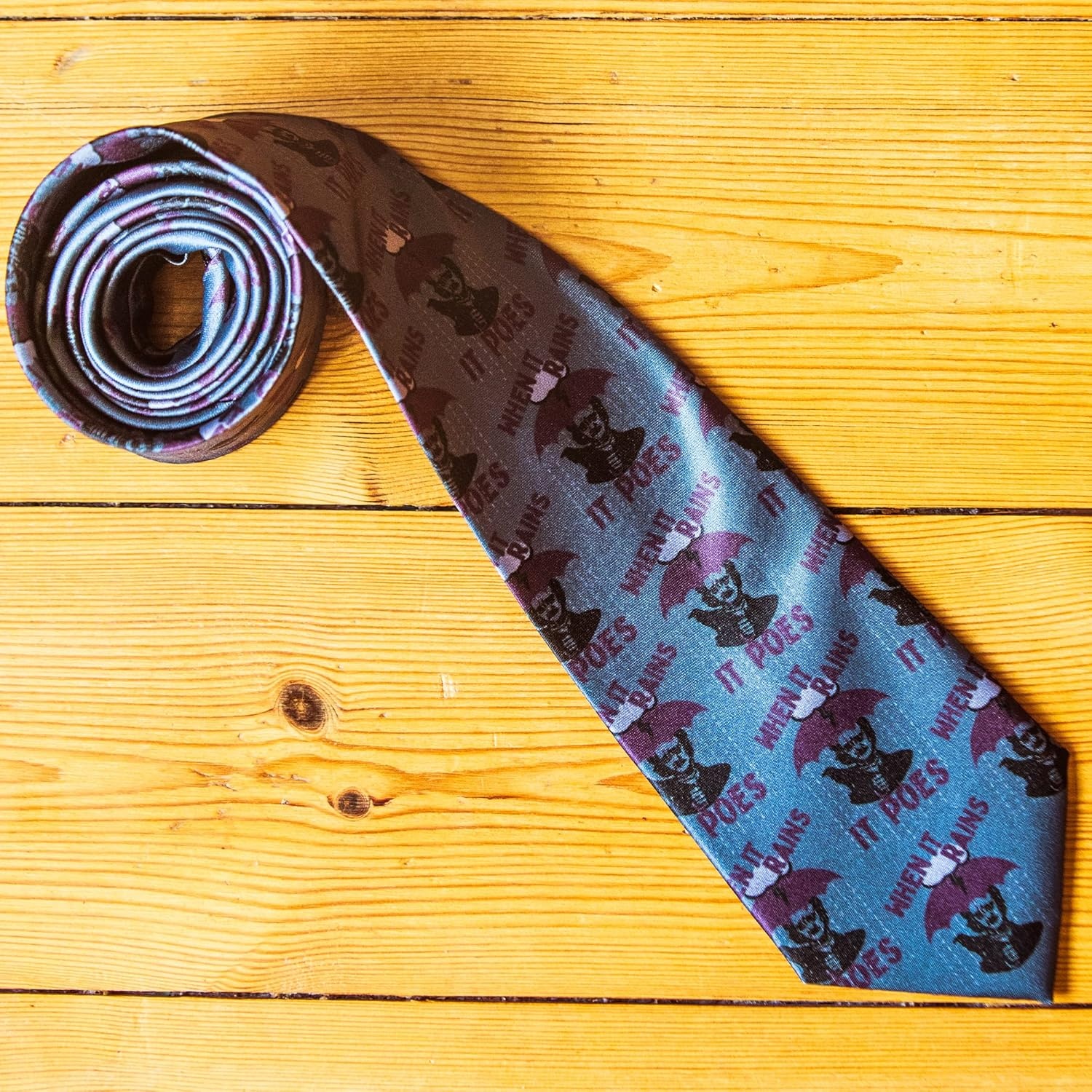 image:imageCrazy Dog TShirts Funny Poe Necktie for Men When It Rains It Poes Novelty Tie Edgar Allan Poe Gag Gift for Book Lovers Nerds and Halloween Costumes Quirky Literary Accessory