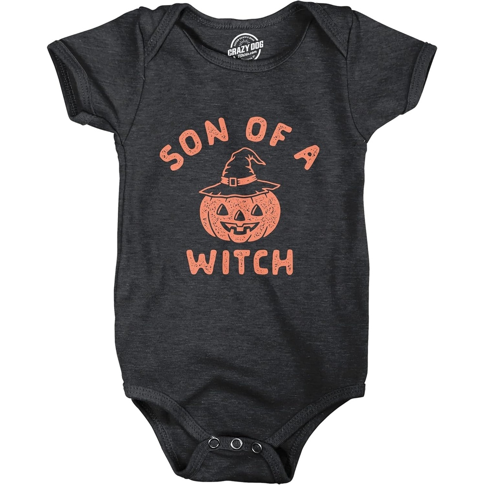 image:imageCrazy Dog TShirts Son Of A Witch Baby Bodysuit Funny Halloween Jackolantern Infant Jumper