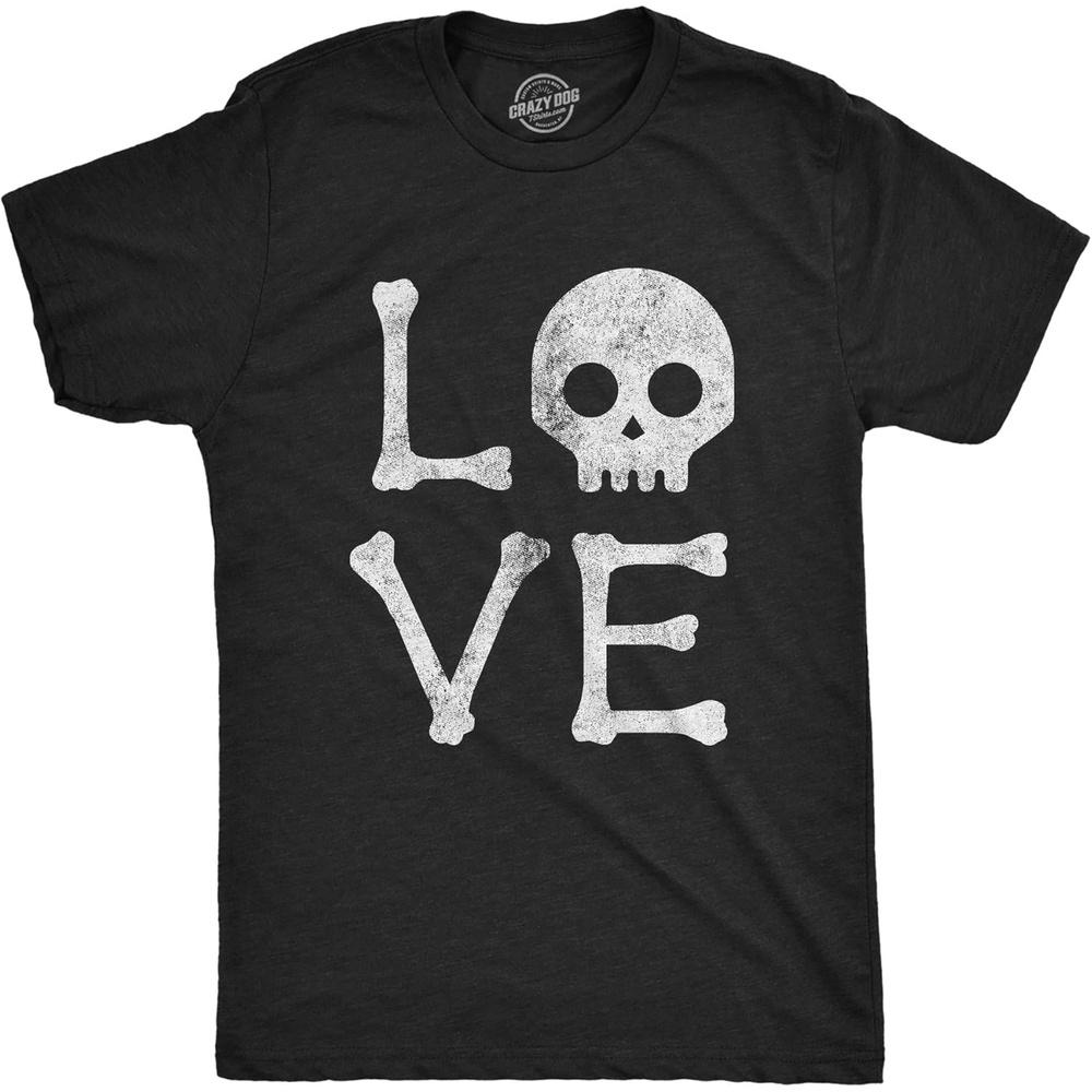 image:imageMens Love Skull T Shirt Funny Skeleton Bones Halloween Party Graphic Tee Funny T Shirts Halloween Apparel for Men Novelty Tees for Guys Black 3XL