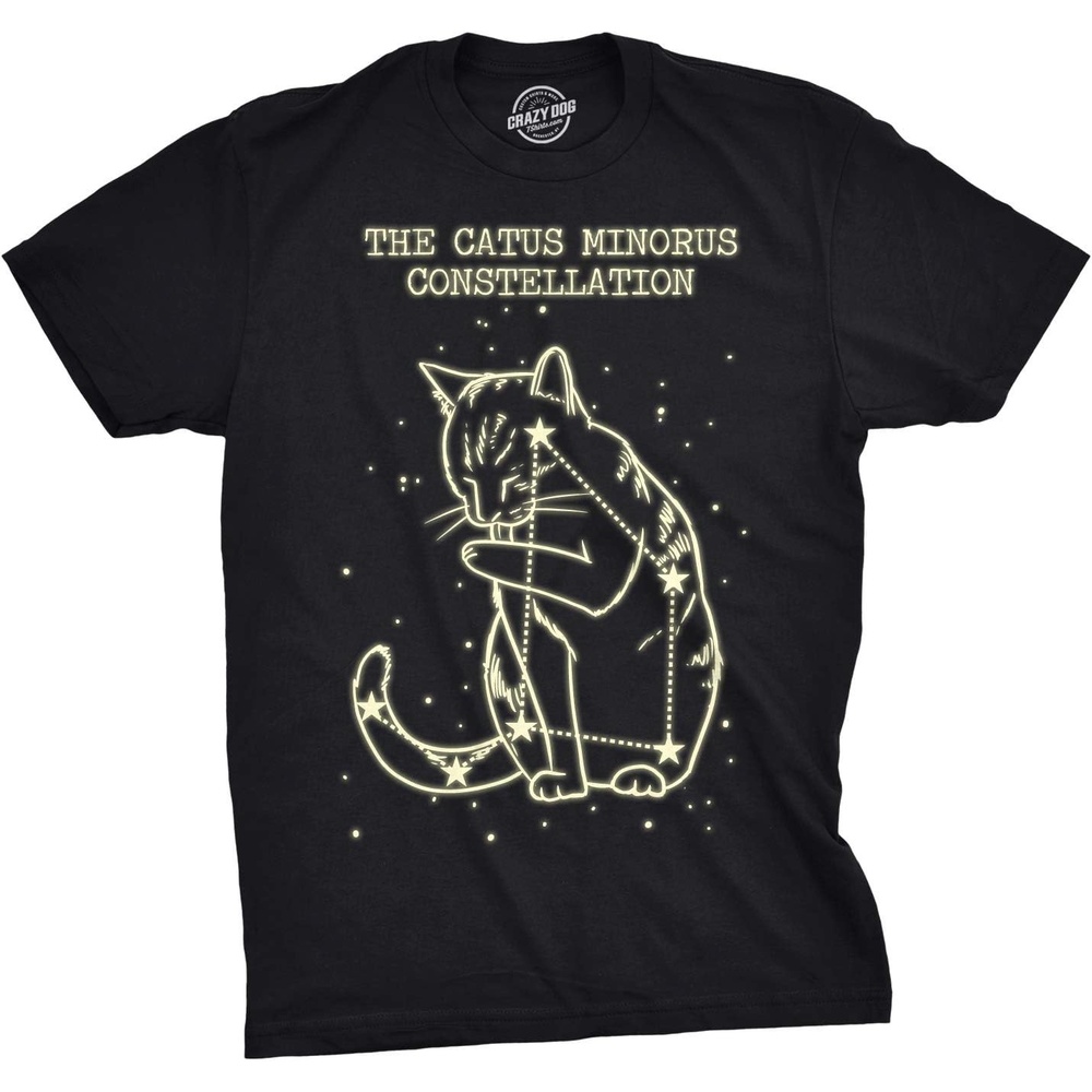 image:imageThe Catus Minorus Constellation Glow in The Dark T Shirt Funny Cats Tee Funny T Shirts Halloween Apparel for Men Cool Science Short Sleeve Novelty Tees for Black  4XL