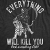 Mens Everything Will Kill You T Shirt Funny Grim Reaper Death Joke Tee for Guys(Heather Black – Kill)