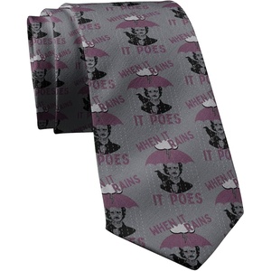 Crazy Dog T-Shirts Funny Poe Necktie for Men – When It Rains It Poes Novelty Tie – Edgar Allan Poe Gag Gift for Book Lovers Nerds and Halloween Costumes – Quirky Literary Accessory
