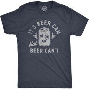 Mens Its Beer Can Not Beer Cant T Shirt Funny Drinking Lovers Positivity Joke Tee for Guys(Heather Navy – Beer)