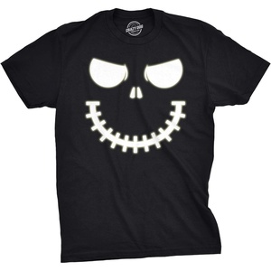 Mens Skeleton Zipper Pumpkin Face T Shirt Glow in The Dark Halloween Tee Funny T Shirts Halloween Apparel for Men Novelty Tees for Guys Black – M