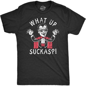 Mens What Up Suckas T Shirt Funny Spooky Halloween Party Vampire Tee for Guys Funny T Shirts Halloween Apparel for Men Novelty Tees for Guys Black – S