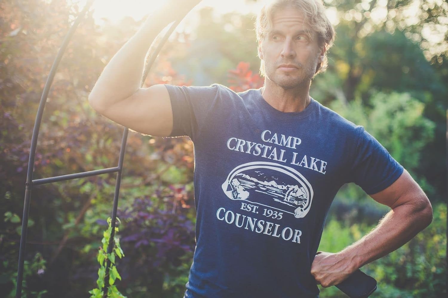 image:imageCrazy Dog Mens T Shirt Camp Crystal Lake 1980 Vintage Camping Movie Tee Funny T Shirts Halloween Apparel for Men Cool Movie Short Sleeve Camping Soft Cotton Blend Novelty Tees for GuysHeather Navy