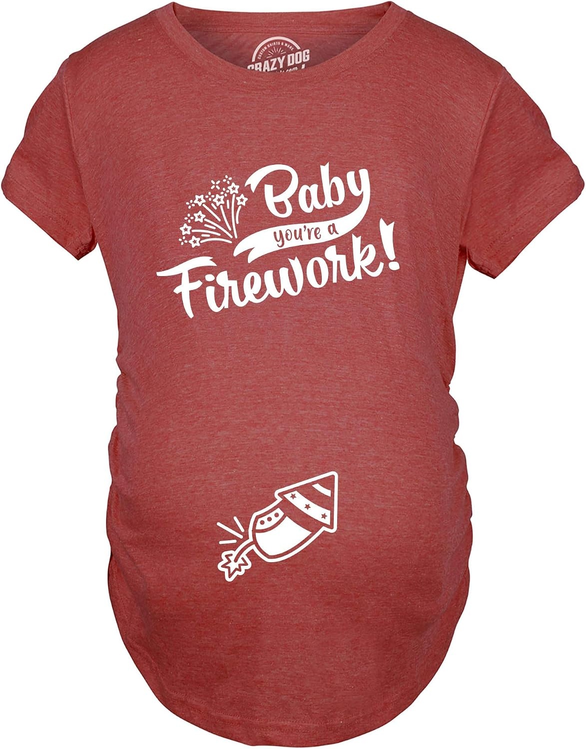 image:imageMaternity Baby Youre A Firework T Shirt Funny Celebration Tee Funny Graphic Pregnancy Tee Patriotic Maternity Wear Cool Short Sleeve Ruched stretchy soft Maternity ShirtsHeather Red