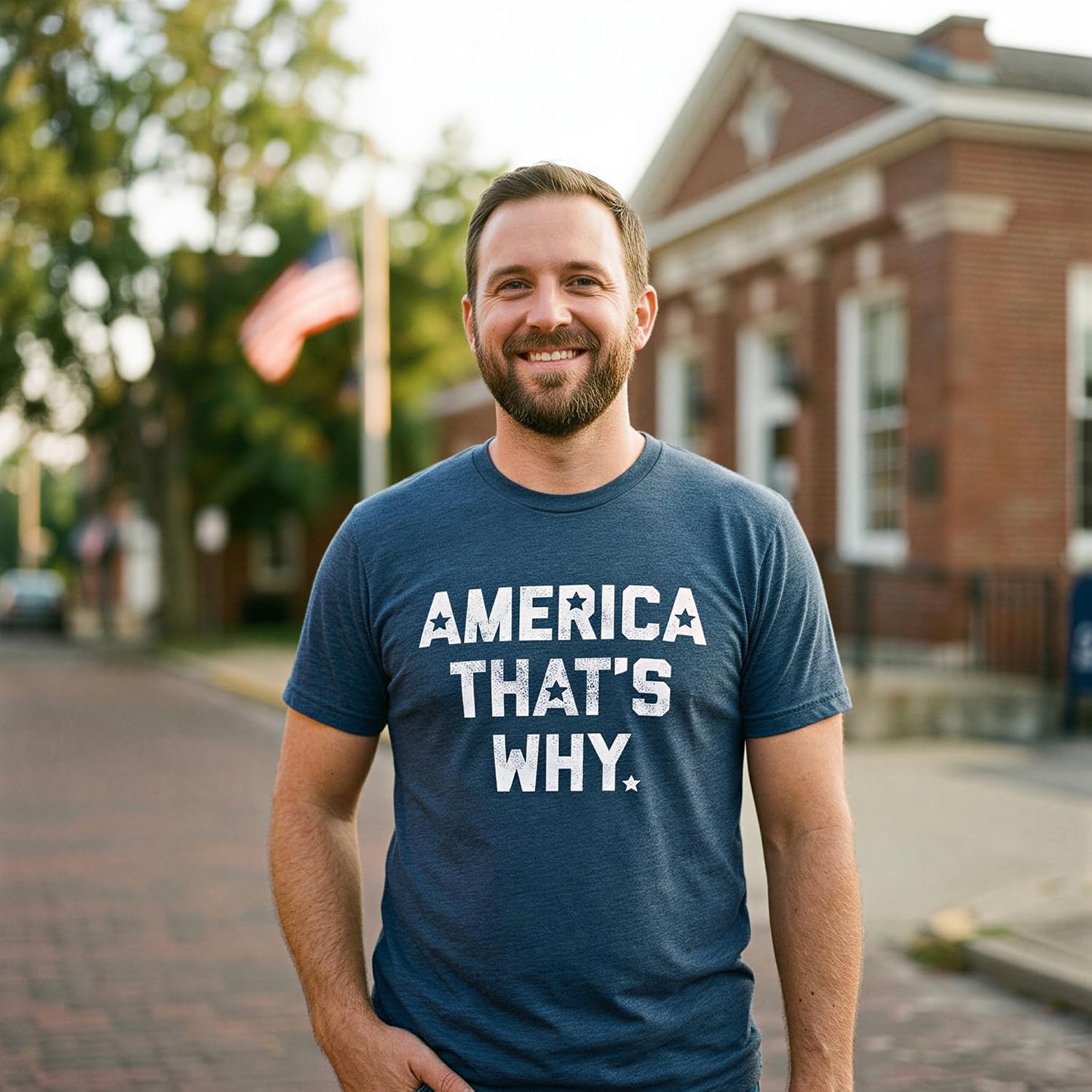 image:imageMens America Thats Why T Shirt Funny 4th of July Tee Funny T Shirts Patriotic Apparel for Men Cool Political Short Sleeve soft cotton blend Novelty Tees for Guys