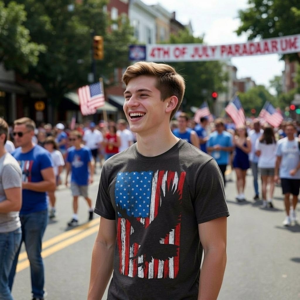 image:imageMens Eagle in Flag Awesome T Shirt Fourth of July Graphic Tee for Men Funny T Shirts Patriotic Apparel for Men Cool Short Sleeve soft cotton blend Novelty Tees for GuysHeather Black Eagle in Flag