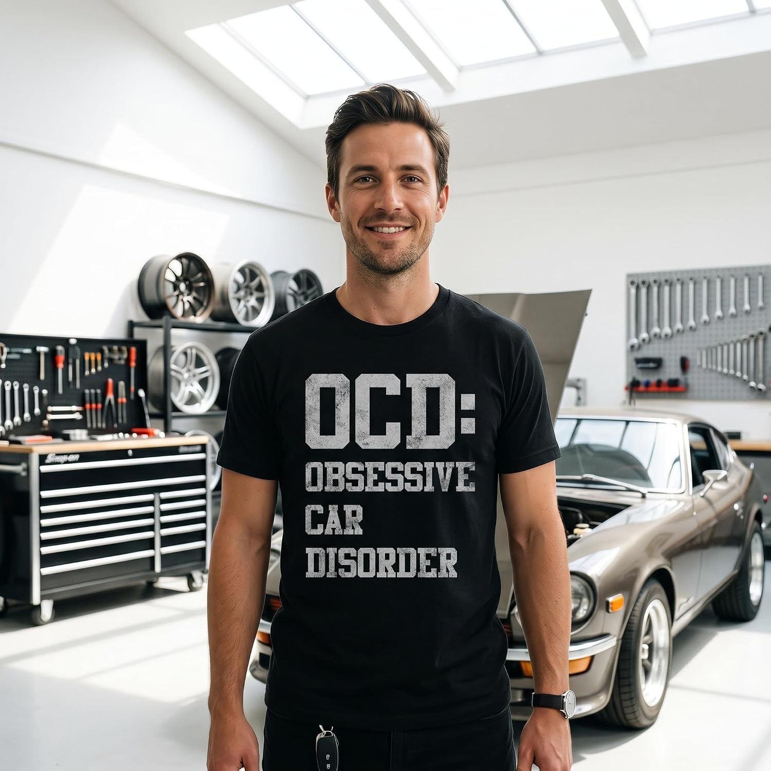 image:imageMens Funny Car T Shirts for Car Guys Mechanic Tees for Auto Shops Funny T Shirts Graphic Apparel for Men Cool Mechanic Short Sleeve Dad Joke soft cotton blend Novelty Tees for GuysHeather Black Ocd