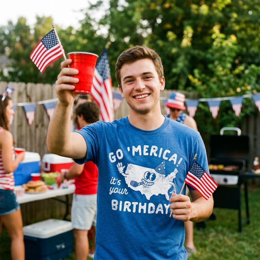 image:imageMens Funny T Shirts Go Merica Its Your Birthday Sarcastic Fourth of July Graphic Tee for MenHeather Royal Go Merica Its Your Birthday