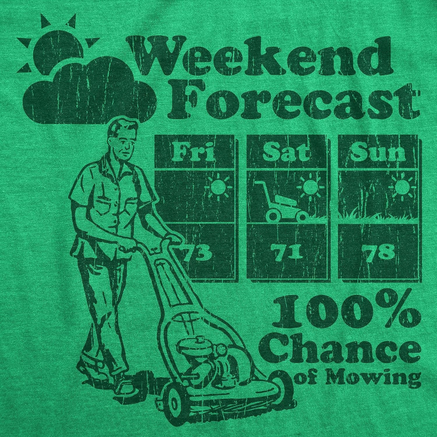 image:imageMens Funny T Shirts Weekend Forecast 100 Chance of Mowing Sarcastic Graphic Novelty Tee for Men