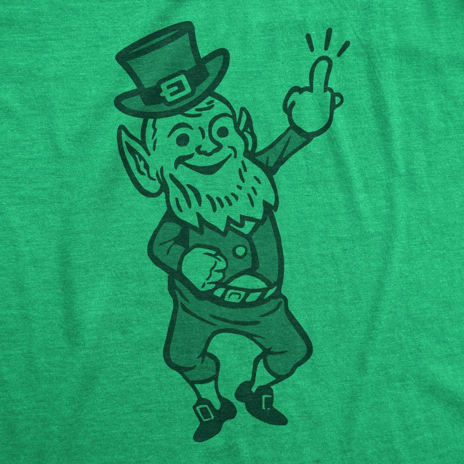 image:imageMens Leprechaun Middle Finger Offensive Saint Patricks Day TShirt Crazy DesignHeather Green