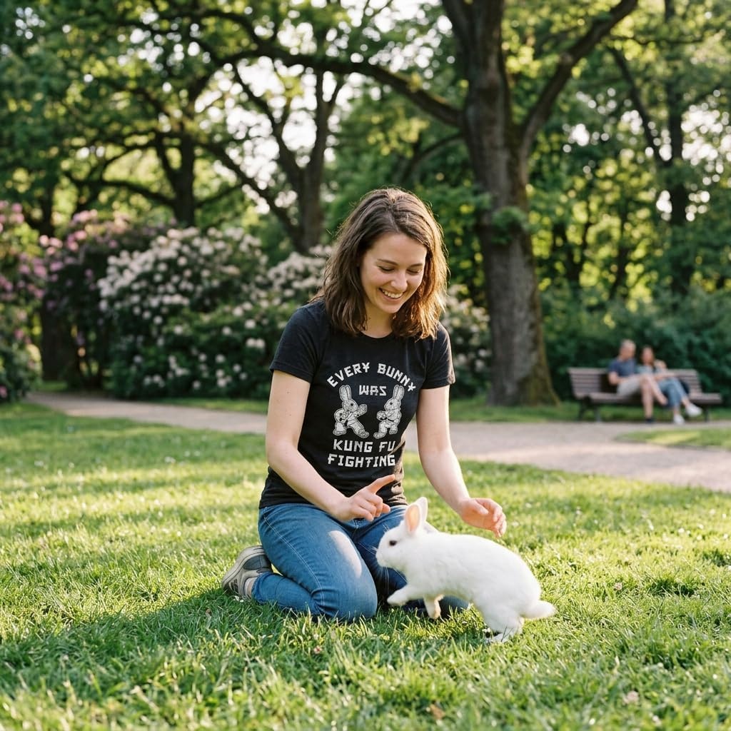 image:imageWomens Easter Bunny T Shirts Funny Easter Shirts for Women Cute Bunny Tees Funny T Shirts Easter Tops for Women Cool Top Soft Cotton Blend Womens Novelty TeesHeather Black Bunny Kung Fu