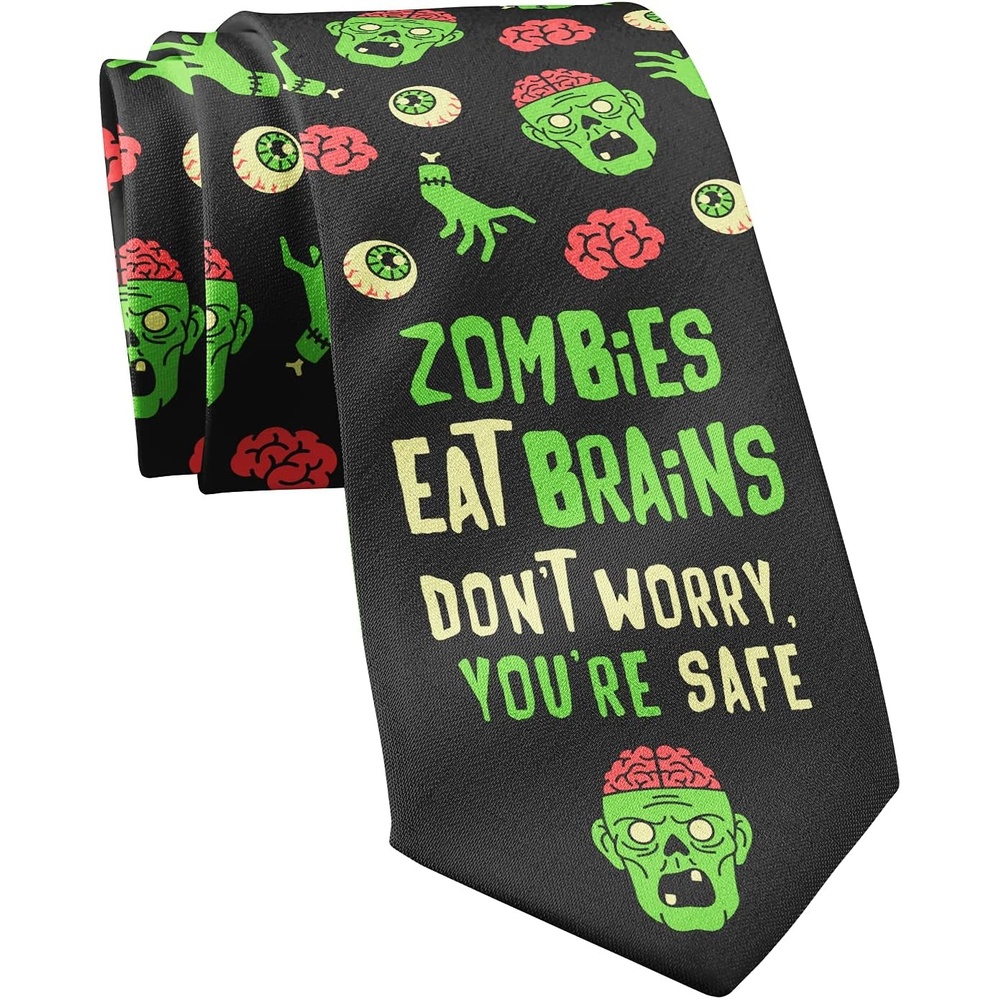 image:imageCrazy Dog Mens Neckties Zombies Eat Brains Dont Worry Youre Safe Halloween Tie