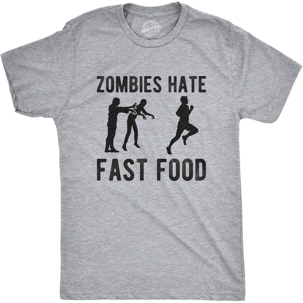 image:imageCrazy Dog Mens Sarcastic Humor T Shirts Funny Graphic Novelty Tees for Guys  Funny T Shirts Sarcastic Apparel for Men Cool Short Sleeve soft cotton blend Novelty Tees for GuysLight Heather Grey  Fast Food