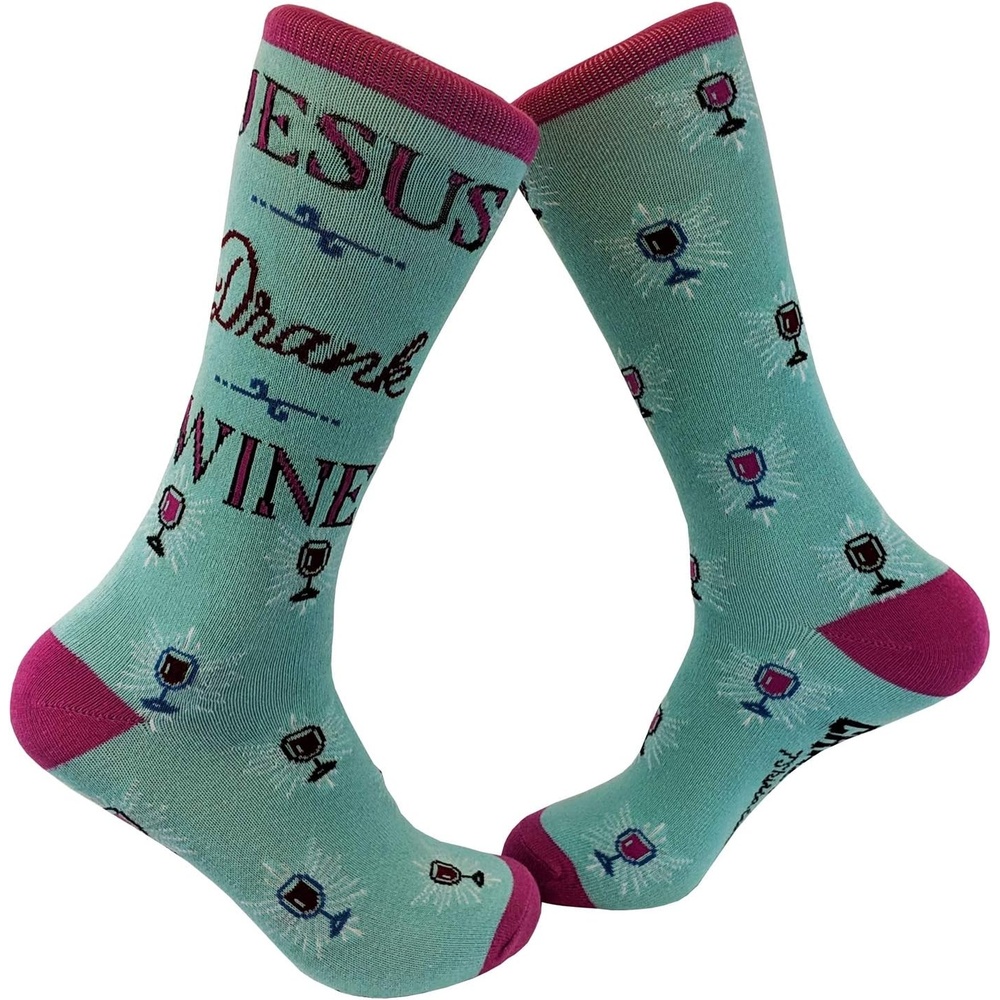 image:imageCrazy Dog TShirts Womens Jesus Drank Wine Socks Funny Drinking Footwear Funny Gift for Casual Wear