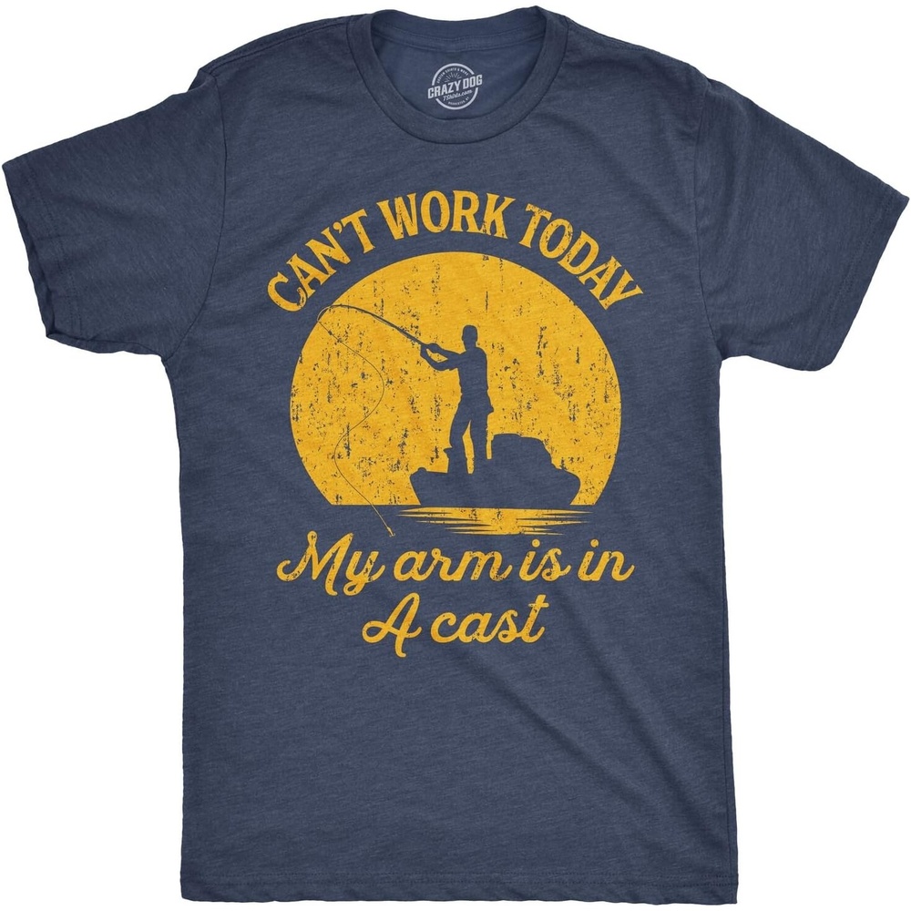 image:imageFunny T Shirt I Cant Work Today My Arm is in A Cast Fishing Tee Funny T Shirts Dad Joke Apparel for Men Cool Fishing Short Sleeve Soft Cotton Blend Novelty Tees for GuysHeather Navy