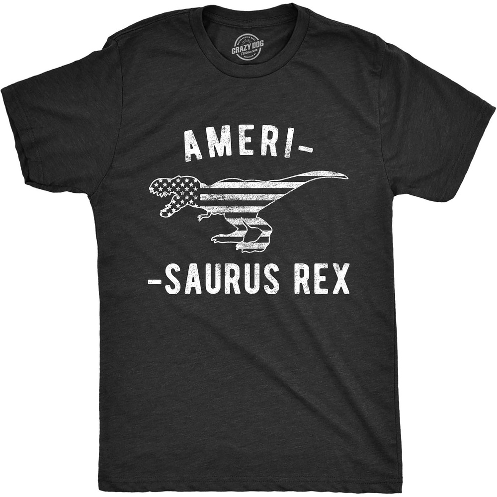 image:imageMens Amerisaurus Rex T Shirt Funny 4th of July TRex America Graphic Novelty TeeHeather Black