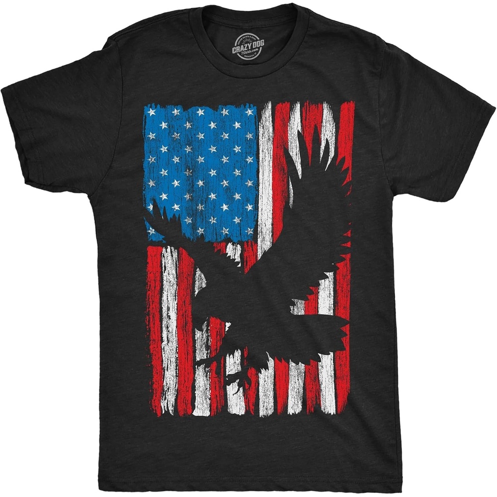 image:imageMens Eagle in Flag Awesome T Shirt Fourth of July Graphic Tee for Men Funny T Shirts Patriotic Apparel for Men Cool Short Sleeve soft cotton blend Novelty Tees for GuysHeather Black Eagle in Flag