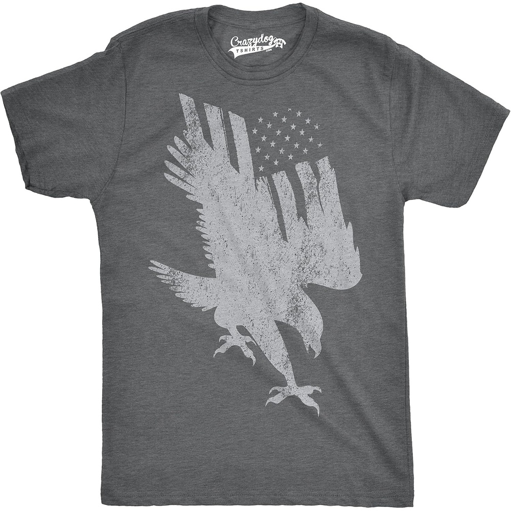 image:imageMens Flag Into Eagle Funny T Shirts American Flag Tees Novelty Pride Vintage USA T ShirtDark Heather Grey