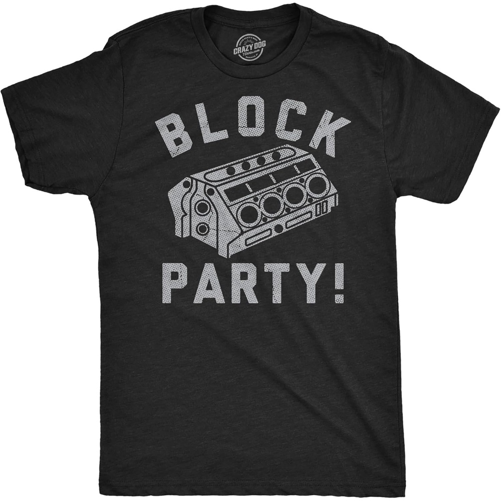 image:imageMens Funny Car T Shirts for Car Guys Mechanic Tees for Auto Shops Funny T Shirts Graphic Apparel for Men Cool Mechanic Short Sleeve Dad Joke soft cotton blend Novelty Tees for GuysHeather Black Block Party Engine