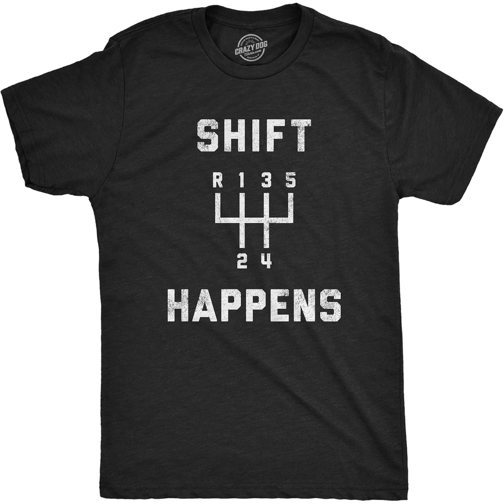 image:imageMens Funny Car T Shirts for Car Guys Mechanic Tees for Auto Shops  Funny T Shirts Graphic Apparel for Men Cool Mechanic Short Sleeve Dad Joke soft cotton blend Novelty Tees for GuysHeather Black  Shift Happens