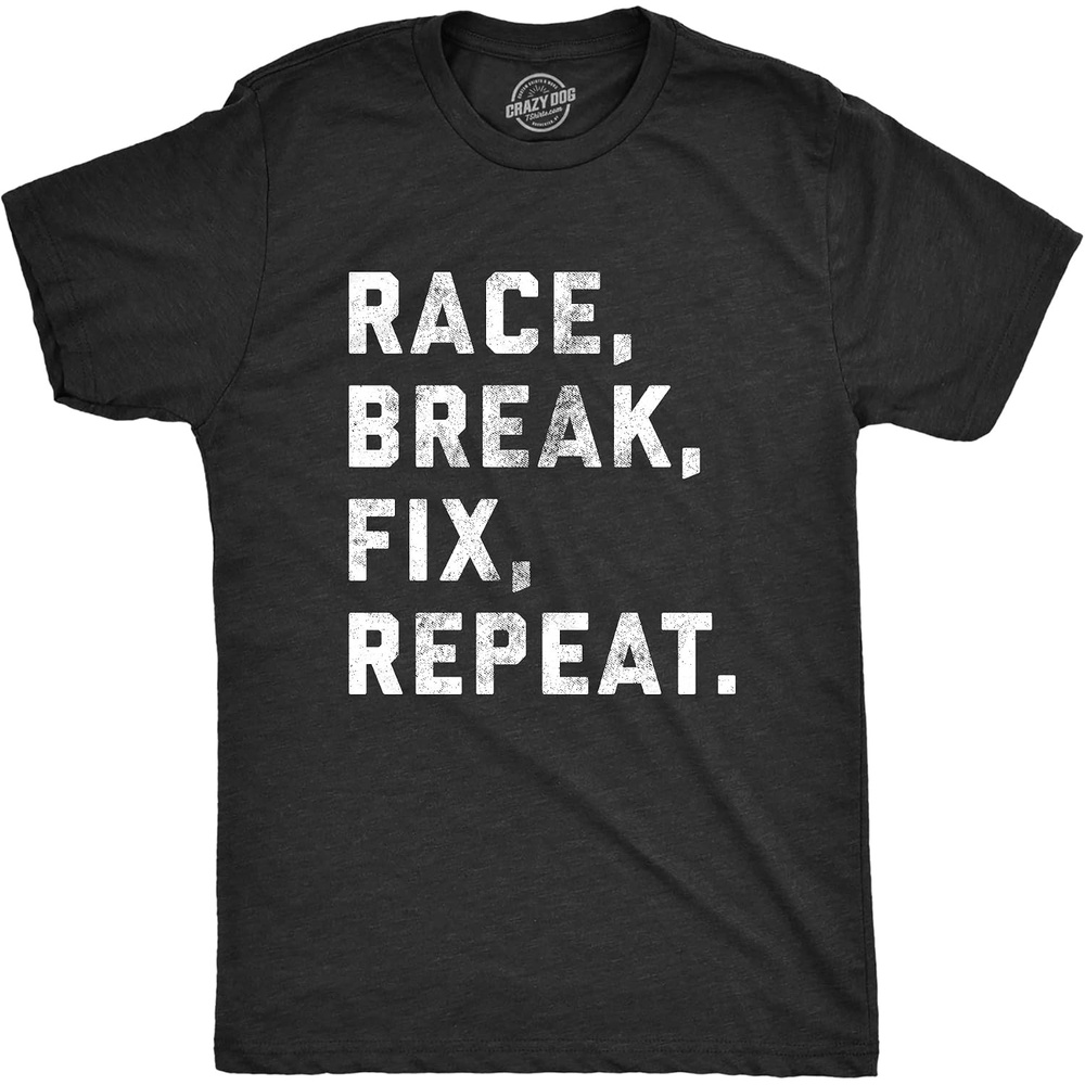 image:imageMens Funny Car T Shirts for Car Guys Mechanic Tees for Auto Shops  Funny T Shirts Graphic Apparel for Men Cool Mechanic Short Sleeve Dad Joke soft cotton blend Novelty Tees for GuysHeather Black  Race Breal Fix