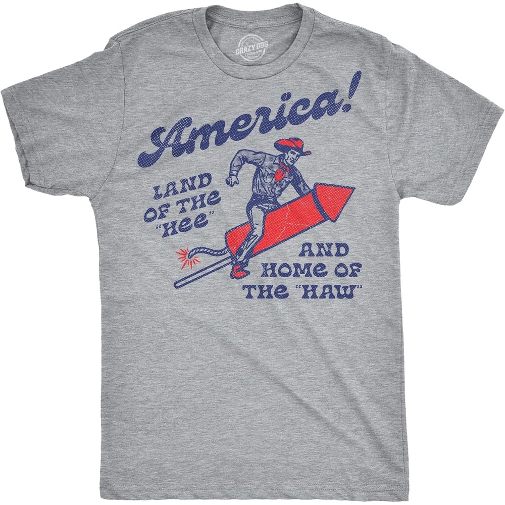 image:imageMens Funny T Shirts America Land of The HEE and Home of The Haw Fourth of July Tee for Men