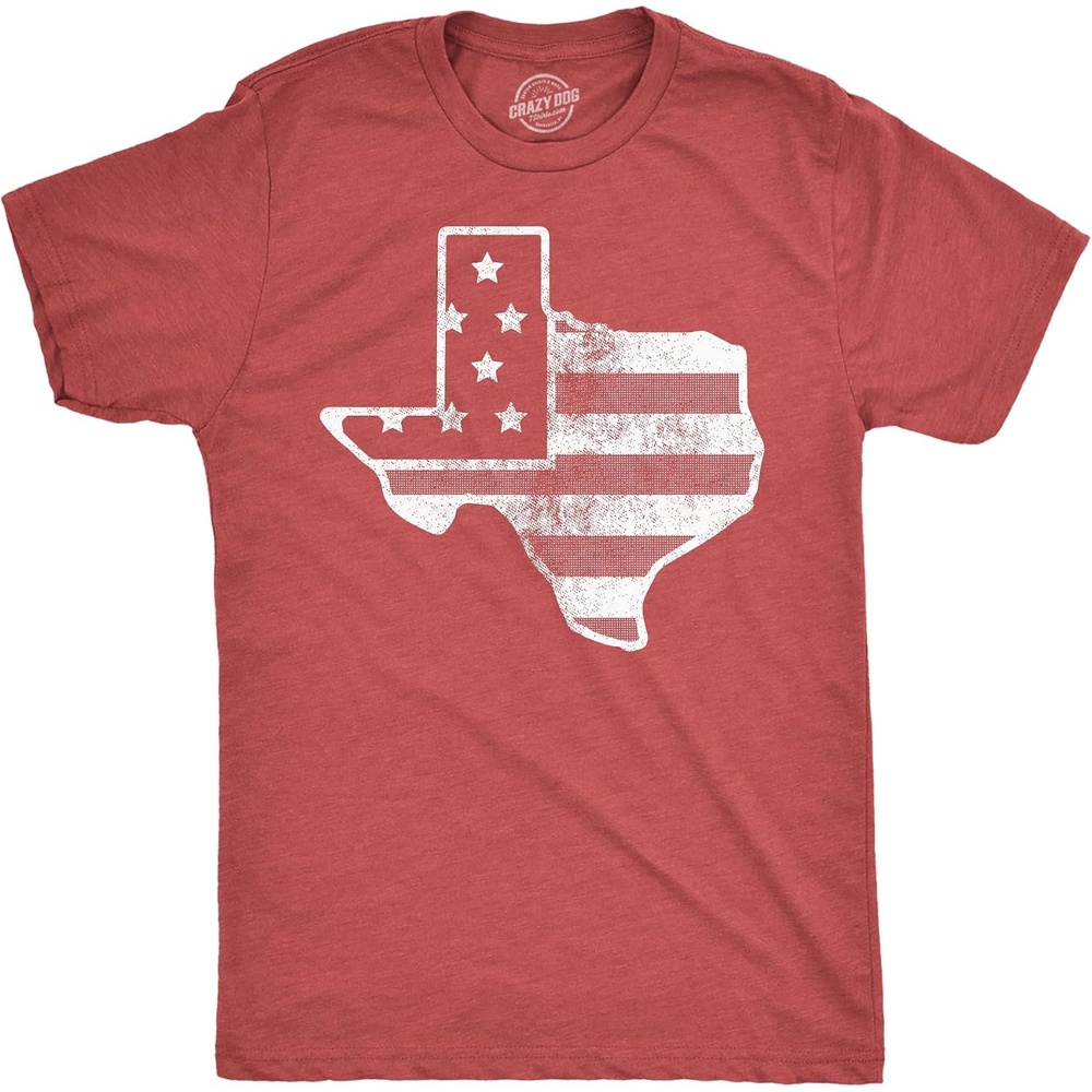image:imageMens Funny T Shirts American Flag Texas Awesome Fourth of July Tee for Men  Funny T Shirts Patriotic Apparel for Men Cool Short Sleeve soft cotton blend Novelty Tees for GuysHeather Red  American Flag Texas
