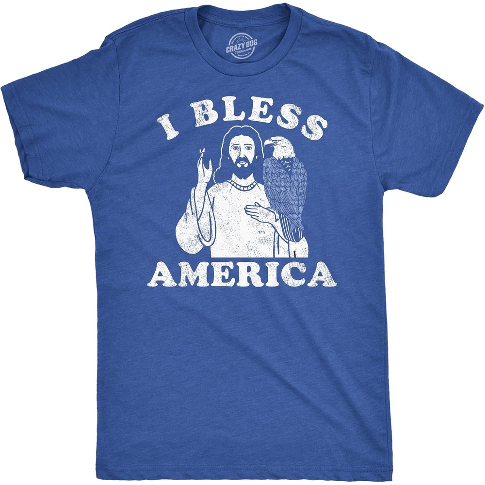image:imageMens Funny T Shirts I Bless America Sarcastic Jesus Graphic Tee for Men Funny T Shirts Patriotic Apparel for Men Cool Sarcastic Short Sleeve soft cotton blend Novelty Tees for GuysHeather Royal I Bless America