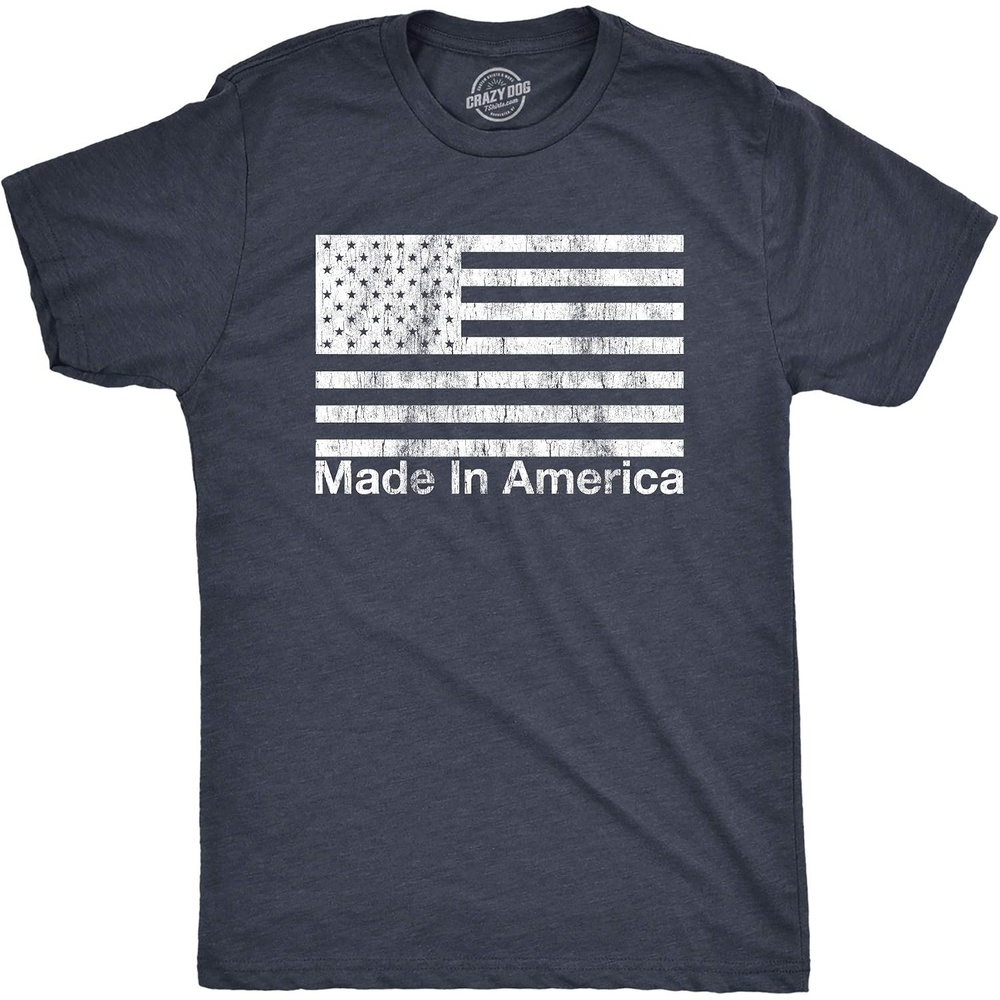 image:imageMens Made in America T Shirt Funny Patriot Flag US Pride Party Graphic Tee  Funny T Shirts Patriotic Apparel for Men Cool Short Sleeve soft cotton blend Novelty Tees for GuysHeather Navy