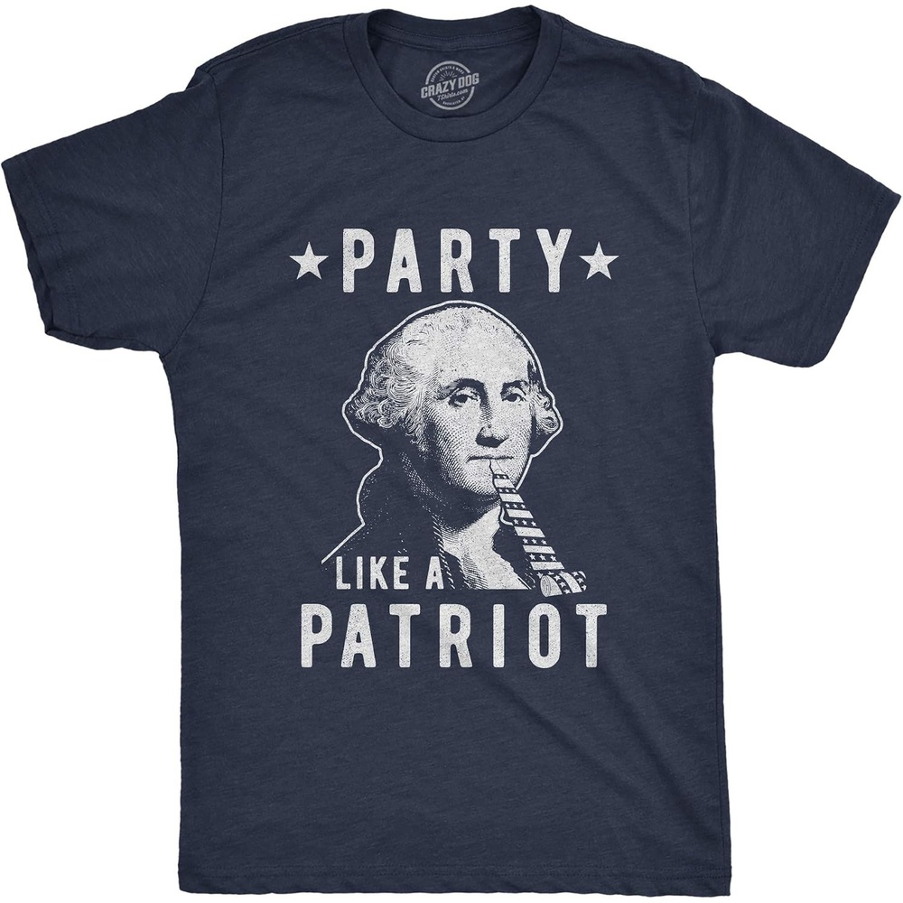 image:imageMens Party Like A Patriot T Shirt Funny 4th of July George Washington Graphic TeeHeather Navy