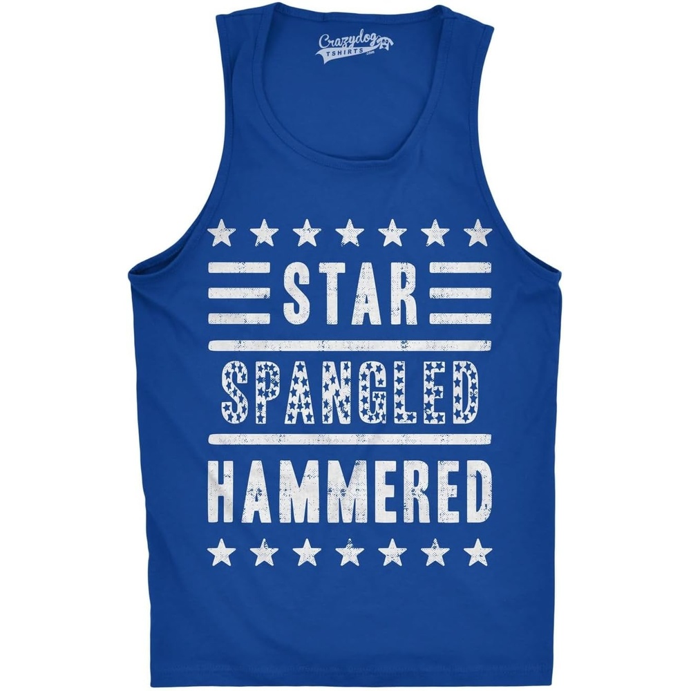 image:imageMens Star Spangled Hammered Funny Shirts Workout Sleeveless Fitness Tank TopRoyal