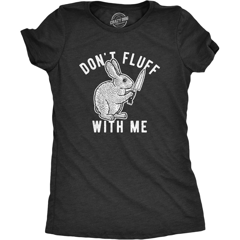 image:imageWomens Easter Bunny T Shirts Funny Easter Shirts for Women Cute Bunny Tees Funny T Shirts Easter Tops for Women Cool Top Soft Cotton Blend Womens Novelty TeesHeather Black Fluff With Me