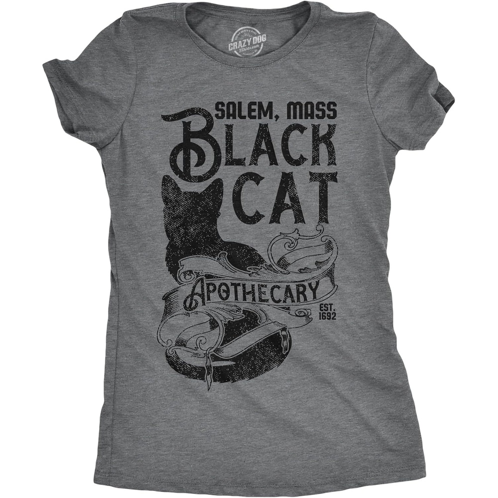 image:imageWomens Funny T Shirts Black Cat Apothecary Sarcastic Halloween Kitten Graphic Tee for Ladies