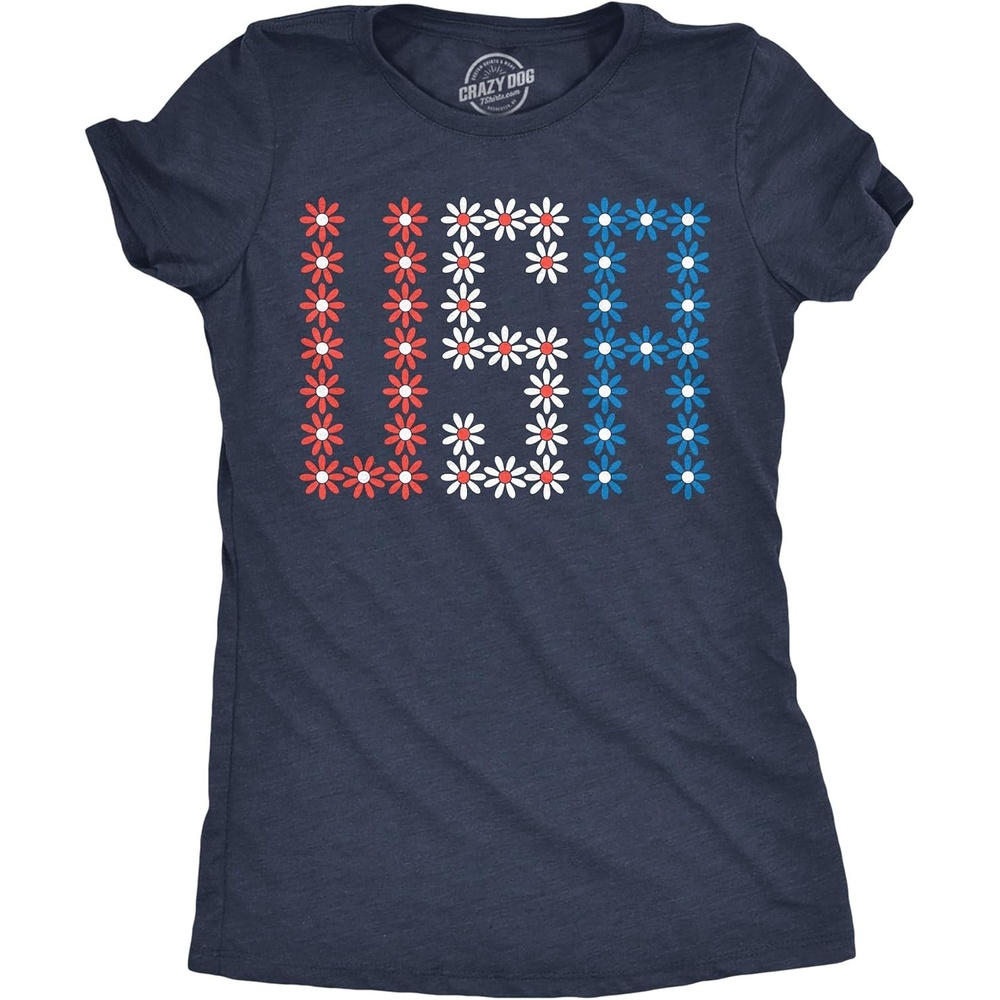 image:imageWomens Funny T Shirts USA Daisies Cute Fourth of July Tee for Ladies  Funny T Shirts Patriotic Tops for Women Cool Top soft cotton blend Womens Novelty Tees